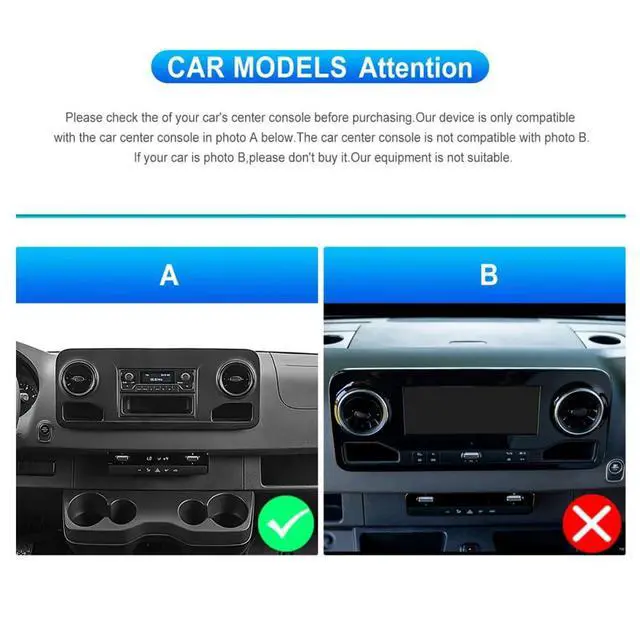 Alt view image 3 of 7 - 10 inch Car Stereo Radio for Mercedes Sprinter 2018-2022 with Wireless Carplay GPS Navi, 4+64G Touch Screen Double Din Radio for Mercedes Sprinter Head Unit Backup Camera with Bluetooth Mirror Link