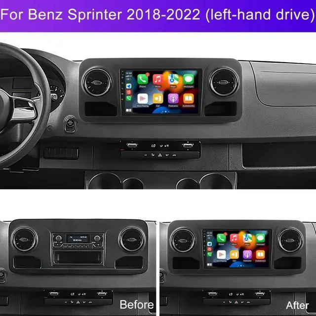 Alt view image 4 of 7 - 10 inch Double Din Car Stereo for Mercedes Sprinter 2018 2019 2020 2021 2022 with Wireless Carplay GPS Navi, 2+64G Touchscreen Radio for Mercedes Sprinter Head Unit Backup Camera Bluetooth Mirror Link