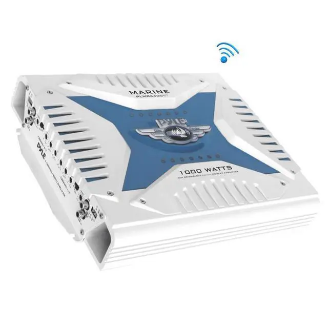 Alt view image 3 of 5 - Pyle PLMRA430BT Marine Bluetooth 4-Channel 1000 Watt Amplifier w/Wiring Install Kit, 4X 6.5 200W Full Range 2-Way Dual Cone Waterproof Marine Audio Speakers (White), 50 feet Wire