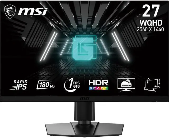 Main image of G272QPF E2 27-inch 2560 x 1440 (QHD) Computer Monitor, 180Hz, AMD Adaptive Sync, HDMI, DisplayPort, VESA, Tilt, Height Adjustable, Speaker, 1ms, Black