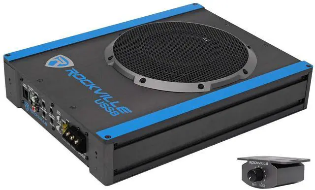 Main image of USS8 8" Slim Under-Seat Active Powered Car/Truck Subwoofer | 600W Peak / 150W RMS, Bass Knob, CEA-2006 Compliant, RCA and High Level Inputs, Auto Turn-On, Built-In Amp, 2.9" Profile