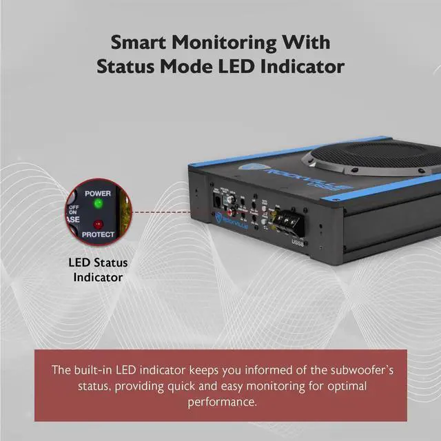 Alt view image 7 of 7 - USS8 8" Slim Under-Seat Active Powered Car/Truck Subwoofer | 600W Peak / 150W RMS, Bass Knob, CEA-2006 Compliant, RCA and High Level Inputs, Auto Turn-On, Built-In Amp, 2.9" Profile