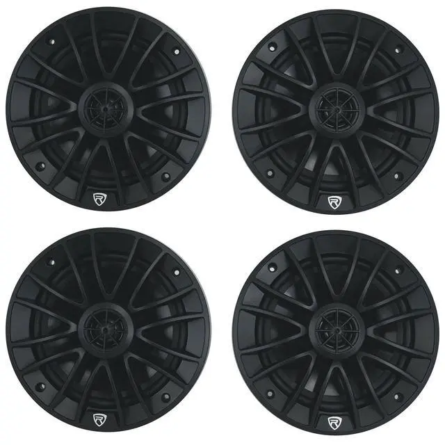 Main image of RM-PREMIUM-65 Black 6.5" 4-Ohm, Marine Boat Speakers, 4-Pack | 600W Peak, 150W RMS, 35Hz-20kHz, 93dB Sensitivity, True Coaxial Design, Weather-Resistant Grilles, Mounting Screws
