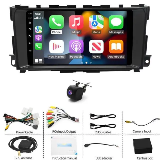 Alt view image 3 of 7 - 9" Double Din Car Radio for Nissan Altima 2013 2014 2015 2016 2017 2018 Head Unit Touch Screen Android Radio with Wireless Carplay Stereo Bluetooth FM RDS AHD Backup Camera SWC, 2+64G