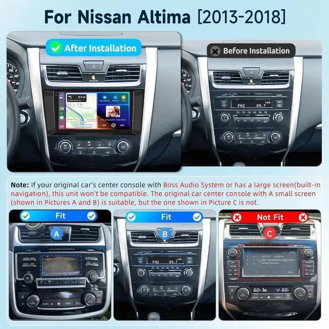Alt view image 4 of 7 - 9" Double Din Car Radio for Nissan Altima 2013 2014 2015 2016 2017 2018 Head Unit Touch Screen Android Radio with Wireless Carplay Stereo Bluetooth FM RDS AHD Backup Camera SWC, 2+64G
