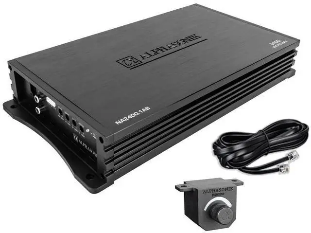 Main image of NA2400.1AB Neuron Series 2400 Watts Max Monoblock Car Amp with 4-Way Protection Circuitry Multi-Channel Bridgeable Class A/B Amplifier Low & High Level Inputs (Remote Bass Knob Included)