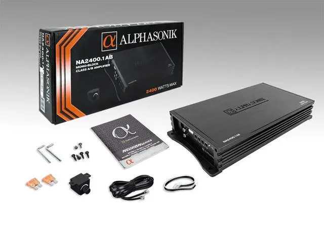 Alt view image 7 of 7 - NA2400.1AB Neuron Series 2400 Watts Max Monoblock Car Amp with 4-Way Protection Circuitry Multi-Channel Bridgeable Class A/B Amplifier Low & High Level Inputs (Remote Bass Knob Included)