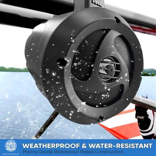 Alt view image 2 of 7 - 2-Way Waterproof Bluetooth Off-Road Speakers - 4 inch 900W Active Passive Marine Grade Wakeboard Tower Speakers System w/AUX, Full Range Outdoor Stereo Speaker for ATV/UTV Jeep Boat - PLUTV40BTA
