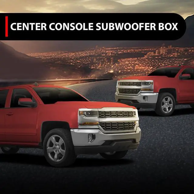 Alt view image 2 of 7 - 12" Center Console Subwoofer Box Fit Chevy/GM Crew Cab 2014 2015 2016 2017 2018 Black