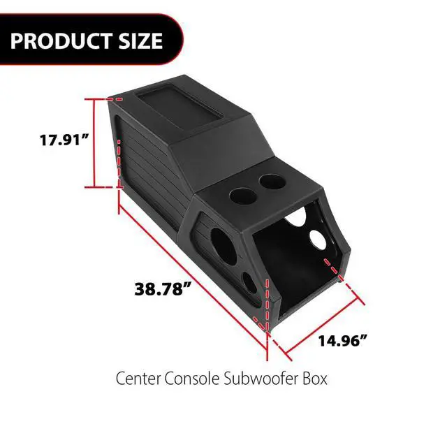Alt view image 4 of 7 - 12" Center Console Subwoofer Box Fit Chevy/GM Crew Cab 2014 2015 2016 2017 2018 Black
