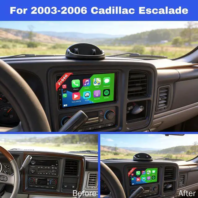 Alt view image 2 of 7 - 7" Android 13 Car Stereo Radio for Cadillac Escalade 2003 2004 2005 2006 | with Wireless CarPlay & Android Auto, Touch Carplay Screen for Car, Bluetooth/WiFi/GPS/FM/RDS/SWC/Backup Camera/Mic 4+64G