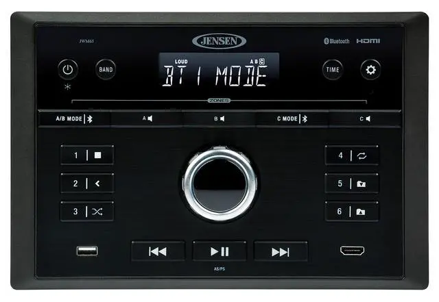 Alt view image 3 of 3 - JWM65 RV Wall Mount Multimedia Stereo Receiver, Bluetooth Audio Streaming, HDMI ARC and CEC, AM FM Radio, Front USB MP3 Playback, 3 Zone Audio Control, Wireless Remote, Black