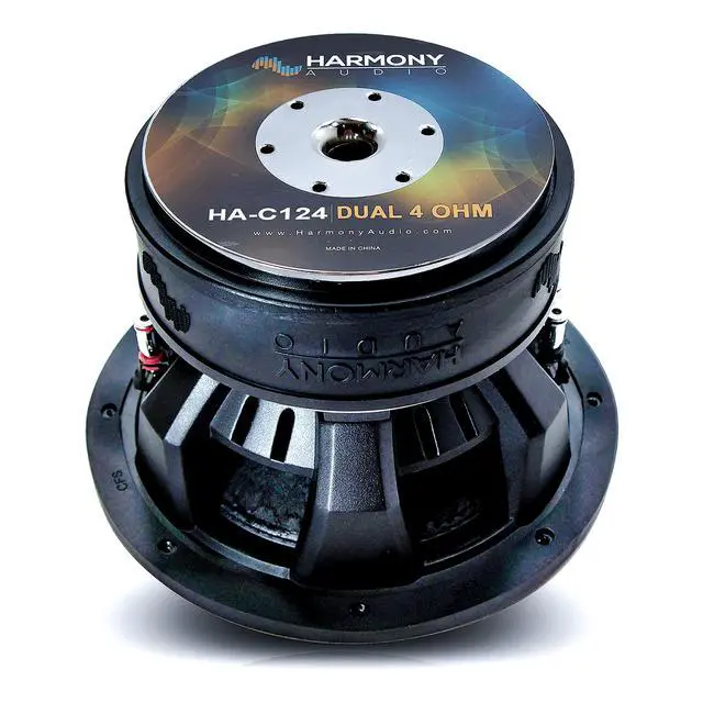 Alt view image 3 of 7 - 12" Car Subwoofer Dual 4 Ohm 2200W HA-C124 Carbon Sub SPL | 12 inch competition bass, DVC voice-coil design, sealed or ported box ready, deep low-end punch, loud vehicle stereo upgrade