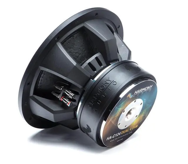 Alt view image 6 of 7 - 12" Car Subwoofer Dual 4 Ohm 2200W HA-C124 Carbon Sub SPL | 12 inch competition bass, DVC voice-coil design, sealed or ported box ready, deep low-end punch, loud vehicle stereo upgrade