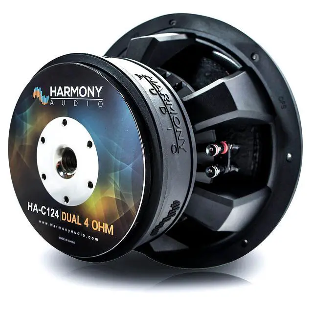 Alt view image 4 of 7 - 12" Car Subwoofer Dual 4 Ohm 2200W HA-C124 Carbon Sub SPL | 12 inch competition bass, DVC voice-coil design, sealed or ported box ready, deep low-end punch, loud vehicle stereo upgrade