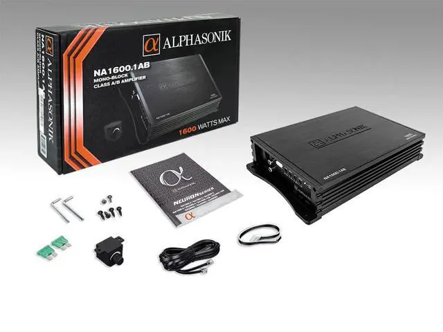 Alt view image 7 of 7 - NA1600.1AB Neuron Series 1600 Watts Max Monoblock Car Amp with 4-Way Protection Circuitry Multi-Channel Bridgeable Class A/B Amplifier Low & High Level Inputs (Remote Bass Knob Included)