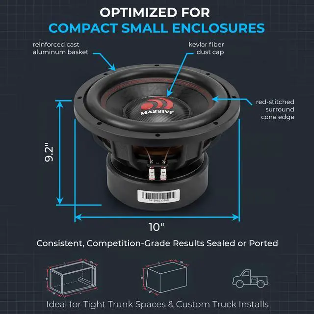 Alt view image 3 of 6 - H84XR | 8" 1000 Watts RMS - 2000w MAX Dual 4 Ohm 2.5" V.C. Cast Basket Subwoofer