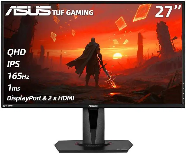 Main image of TUF Gaming 27" 2K HDR Monitor - QHD (2560 x 1440), 165Hz, 1ms, Extreme Low Motion Blur, Speaker, G-SYNC Compatible, DisplayPort & 2 x HDMI, Height/Tilt/Pivot/Swivel, VESA, Black