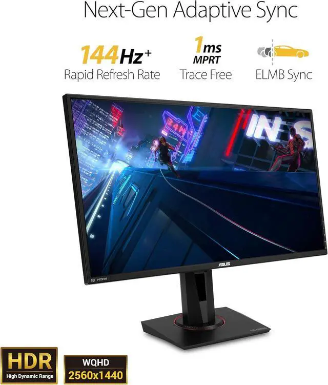Alt view image 2 of 6 - TUF Gaming 27" 2K HDR Monitor - QHD (2560 x 1440), 165Hz, 1ms, Extreme Low Motion Blur, Speaker, G-SYNC Compatible, DisplayPort & 2 x HDMI, Height/Tilt/Pivot/Swivel, VESA, Black
