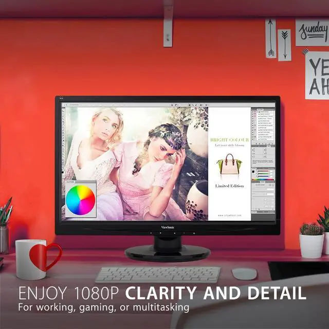 Alt view image 2 of 6 - VA2246MH-LED 22 Inch Full HD 1080p LED Monitor with HDMI and VGA Inputs for Home and Office, Black