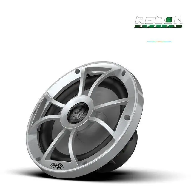 Alt view image 3 of 6 - Recon 8-S RGB | High Output Component Style 8" Marine Coaxial Speakers with Silver Grille and RGB Backlighting