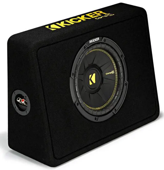 Alt view image 5 of 7 - Dual 10" Truck Sub Box with Amp and Kit Kicker 44TCWC102 | 10 inch loaded subwoofer enclosure and amplifier combo package, 8 gauge wiring included, deep bass angled pickup cab design
