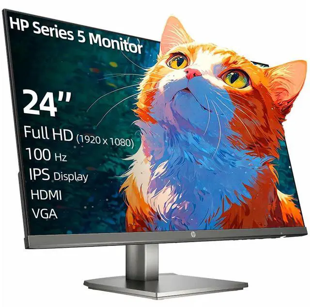 Main image of 24 Inch Full HD Monitor, 100Hz Refresh Rate, IPS Panel with 99% sRGB, Built-in Dual Speakers, 3-Sided Borderless, HDMI and VGA Ports, Height Adjustable Stand with Tilt, Metal Gray
