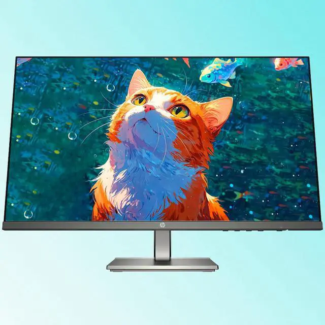 Alt view image 4 of 5 - 24 Inch Full HD Monitor, 100Hz Refresh Rate, IPS Panel with 99% sRGB, Built-in Dual Speakers, 3-Sided Borderless, HDMI and VGA Ports, Height Adjustable Stand with Tilt, Metal Gray
