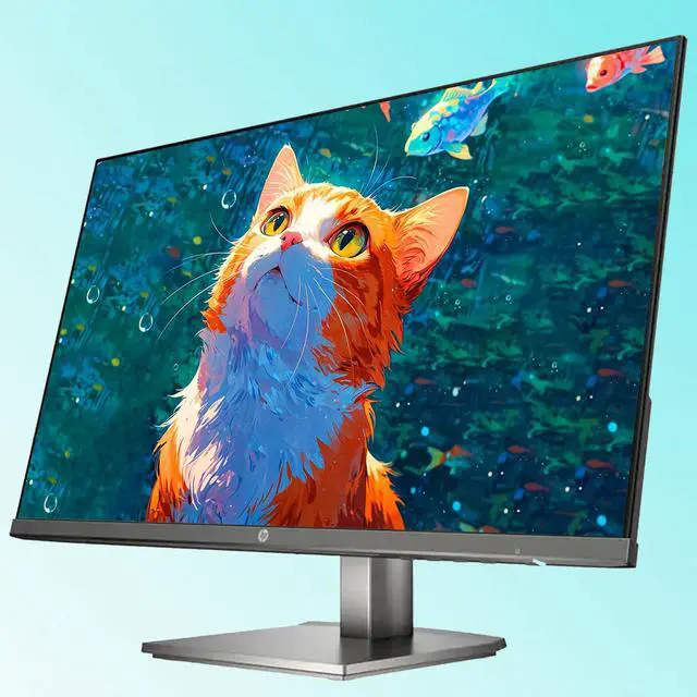 Alt view image 5 of 5 - 24 Inch Full HD Monitor, 100Hz Refresh Rate, IPS Panel with 99% sRGB, Built-in Dual Speakers, 3-Sided Borderless, HDMI and VGA Ports, Height Adjustable Stand with Tilt, Metal Gray