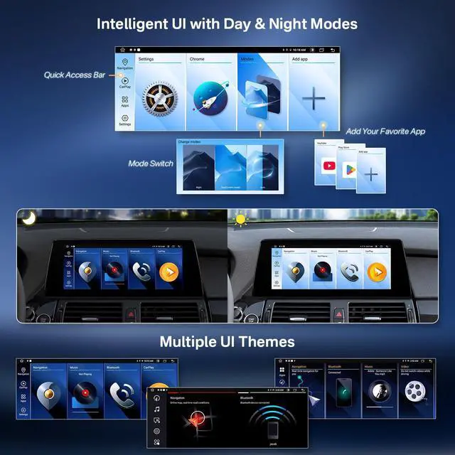 Alt view image 6 of 7 - 10.25 Inch Android Car Stereo for BMW X5 E70 / X6 E71 (2007-2010) CCC System, IPS Touch Screen GPS Navigation Support Wireless CarPlay Android Auto (2+64GB)