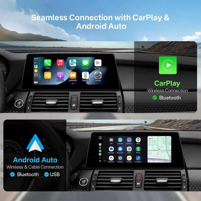 Alt view image 4 of 7 - 10.25 Inch Android Car Stereo for BMW X5 E70 / X6 E71 (2011-2013) CIC System, IPS Touch Screen GPS Navigation Support Wireless CarPlay Android Auto (2+64GB)