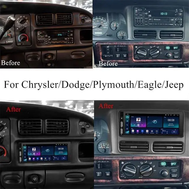 Alt view image 2 of 7 - Car Stereo Radio fits for 19942002 Dodge Ram 1500 2500 3500 for Cirrus 1995-2000 for Chrysler Town & Country 1990-2000 6.8 Touch Screen Car Stereo w/Carplay Android Auto GPS WiFi-2+32G