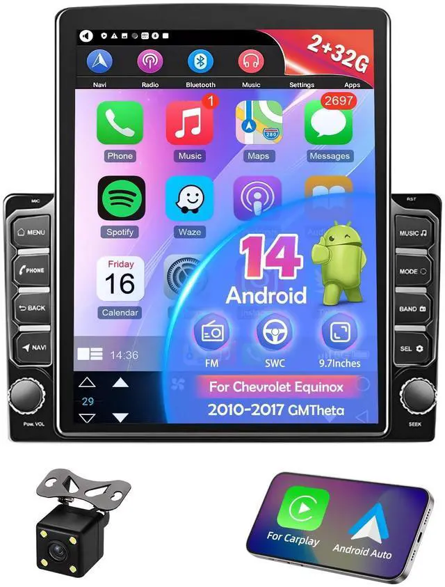 Main image of 9.7" Android 14 Car Stereo Radio for Chevrolet Equinox 2010-2017 GMTheta | with Wireless CarPlay & Android Auto,2 Din Touch Carplay Screen for Car,Bluetooth/WiFi/GPS/FM/SWC/Backup Camera 2+32G