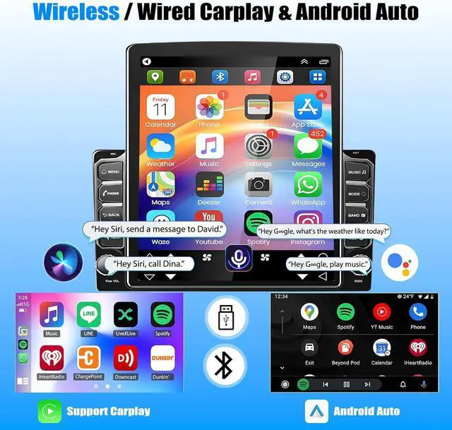 Alt view image 4 of 7 - 9.7" Android 14 Car Stereo Radio for Chevrolet Equinox 2010-2017 GMTheta | with Wireless CarPlay & Android Auto,2 Din Touch Carplay Screen for Car,Bluetooth/WiFi/GPS/FM/SWC/Backup Camera 2+32G