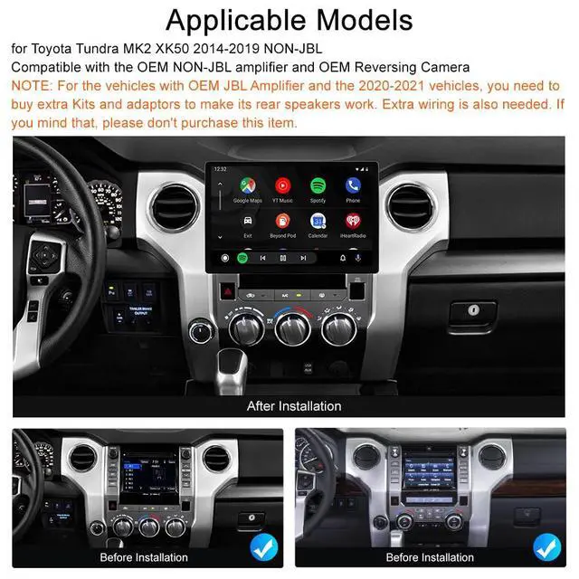 Alt view image 2 of 6 - Android 15 13.1 inch 8Core 4+64GB Car Radio for Toyota Tundra 2014-2019 | Wireless CarPlay, Android Auto, 4G LTE, Bluetooth 5.0, GPS Navigation Head Unit Upgrade with 1920x1200 HD Touchscreen, SWC