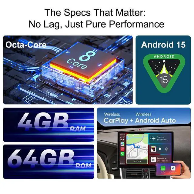 Alt view image 4 of 6 - Android 15 13.1 inch 8Core 4+64GB Car Radio for Toyota Tundra 2014-2019 | Wireless CarPlay, Android Auto, 4G LTE, Bluetooth 5.0, GPS Navigation Head Unit Upgrade with 1920x1200 HD Touchscreen, SWC