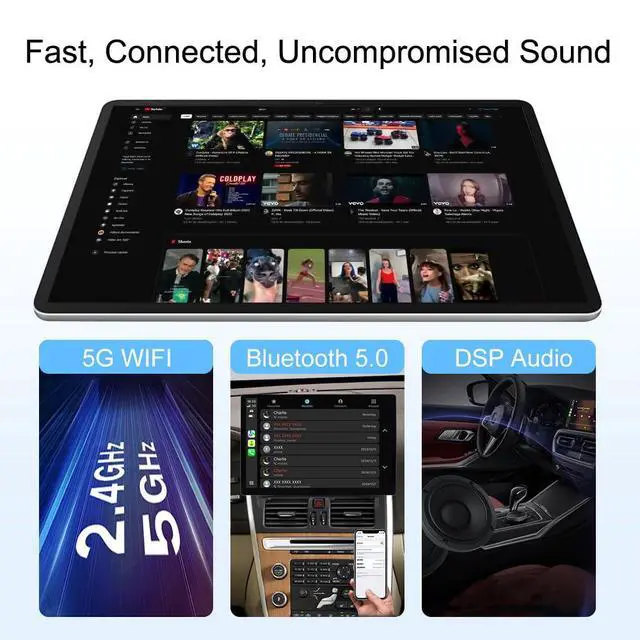 Alt view image 6 of 6 - Android 15 13.1 inch 8Core 4+64GB Car Radio for Toyota Tundra 2014-2019 | Wireless CarPlay, Android Auto, 4G LTE, Bluetooth 5.0, GPS Navigation Head Unit Upgrade with 1920x1200 HD Touchscreen, SWC