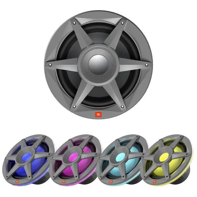 Alt view image 2 of 3 - JBL Stadium SD102GAM 10" 900 Watts Max Power RGB LED Gray Marine Subwoofer with Selectable Smart Impedance (2 to 4 ohms) (Single) Bundle Combo with 20 Feet 16 Gauge Speaker Wire