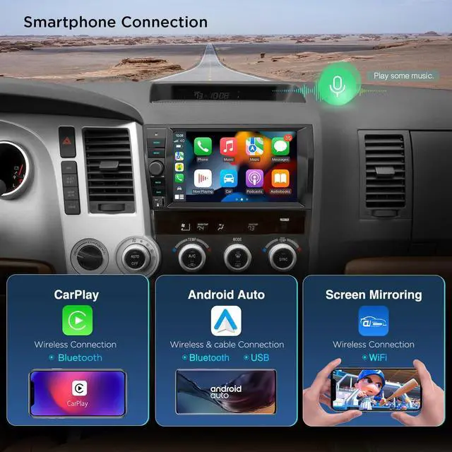 Alt view image 5 of 6 - Android 14 Car Stereo for Toyota Tundra 2007-2013 Toyota Sequoia 2008-2017, 9 Inch IPS Touch Screen Head Unit GPS Navigation Bluetooth Built-in DSP Support CarPlay Android Auto 4G LTE (4+64G)