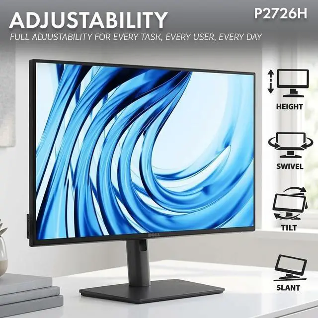 Alt view image 6 of 7 - Pro P2726H 27" FHD 1920 x 1080 at 120Hz IPS Monitor Bundle | For Home & Office | HDMI, DisplayPort, 16:9 IPS Panel, USB-C 15W Hub, 99% sRGB + USB-C Cable + LCD Cleaning Kit (NEW MODEL)