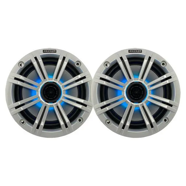 Main image of 6.5" 195 Watt Peak Power Marine OEM Replacement RGB Multicolor LED Boat Audio Speakers (Pair) with White Grilles