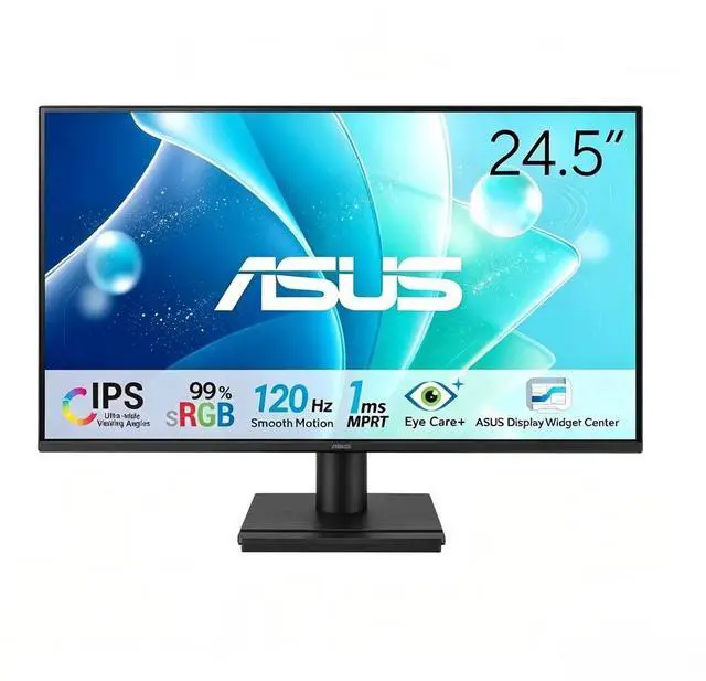 Main image of 25" FHD IPS 120Hz 1ms MPRT Eye Care Gaming Monitor | Adaptive-Sync, Frameless, HDMI, DisplayPort, VGA, Low Blue Light, Flicker Free, Wall Mountable
