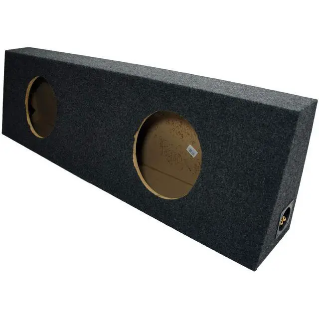 Alt view image 3 of 4 - Dual 10 Inch Truck Sub Box Regular Cab Subwoofer Enclosure 5/8" MDF ASC | Empty unloaded speaker cabinet for custom builds, gray finish, space-saving fit, pairs with aftermarket woofers and amps