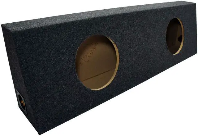Main image of Dual 10 Inch Truck Sub Box Regular Cab Subwoofer Enclosure 5/8" MDF ASC | Empty unloaded speaker cabinet for custom builds, gray finish, space-saving fit, pairs with aftermarket woofers and amps