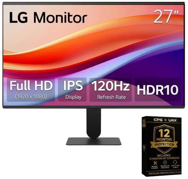 Main image of 27 Inch IPS FHD (1920 x 1080) 120Hz HDR10 Flicker Safe Monitor with Slim Stand + 12 Month CPS Protection Plan,1080p, 1ms MBR, AMD FreeSync, Eye Comfort, Tilt Adjustable & Reader Mode (27, Inches)