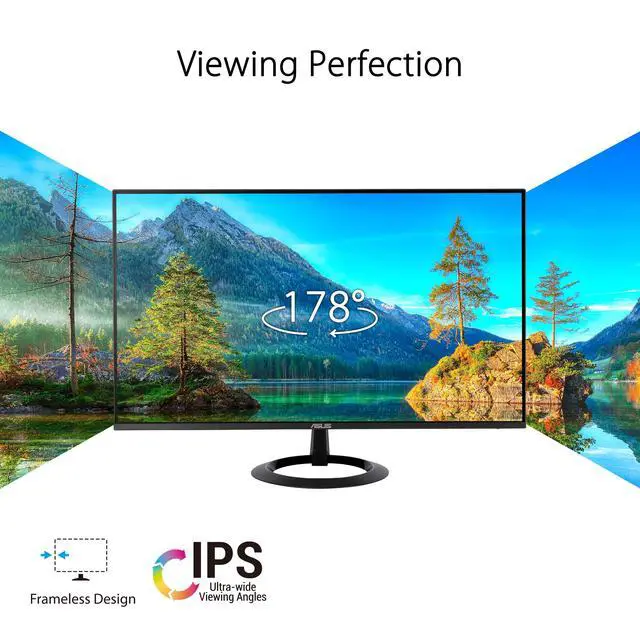 Alt view image 2 of 6 - 27 (27-inch viewable) Eye Care Monitor (VZ27EHF) - Full HD (1920 x 1080), IPS, 100Hz, 1ms, Frameless, Adaptive-Sync, HDMI, Low Blue Light, Flicker Free, Ultra-Slim Profile