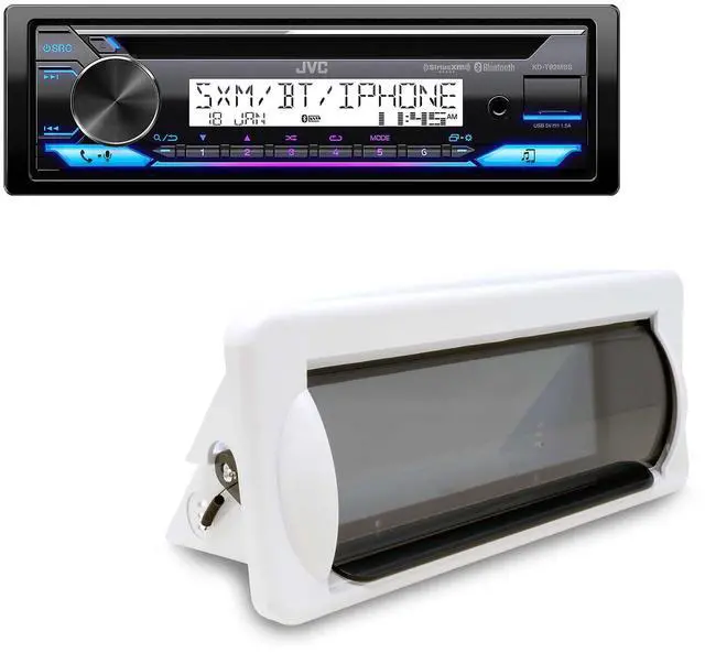 Main image of KD-T92MBS CAMC1W Marine Radio Mount Bundle | Marine CD receiver with Bluetooth, USB, 13-band EQ and variable-color illumination; includes white CAMC1W single-DIN mount