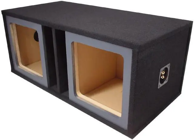 Alt view image 2 of 3 - Dual 15 Inch Square Subwoofer Box Vented Paintable Fits Kicker L7 Subs ASC | Ported car stereo enclosure, room for 2 15s sub drivers, ready-to-finish surface, hard-hitting trunk bass, deep low-end