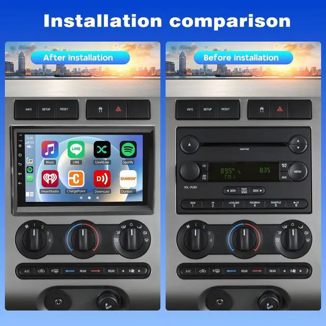 Alt view image 2 of 7 - 7" Android 14 Car Stereo Radio for Ford F250 F350 Super Duty 2008-2016 | Touch Screen Car Radio with Carplay Android Auto GPS Navigation Bluetooth WiFi FM RDS SWC AHD Backup Camera, 2+32G