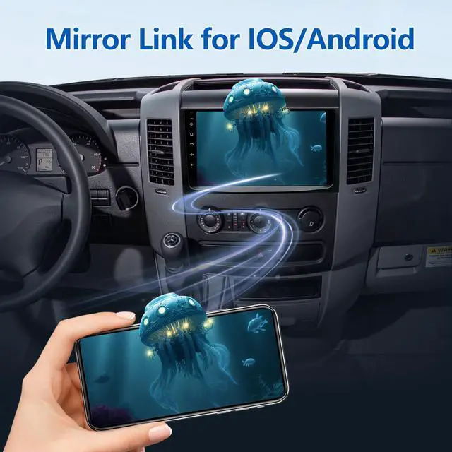Alt view image 7 of 7 - Android 13 Car Stereo Radio Fit for 2006-2017 Sprinter 2.1L 2.7L, 9 HD Touchscreen Wireless Car-Play Android Auto Bluetooth Stereo w/Backup Camera | GPS | WiFi | Mirror Link | FM | Wheel Control